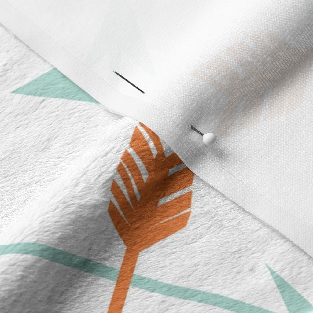 Spoonflower Fabric - Arrows Scattered Orange Mint Grey Navy Boys Print Nursery Printed on Minky Fabric by The Yard - Sewing Baby Blankets Quilt Backing Plush