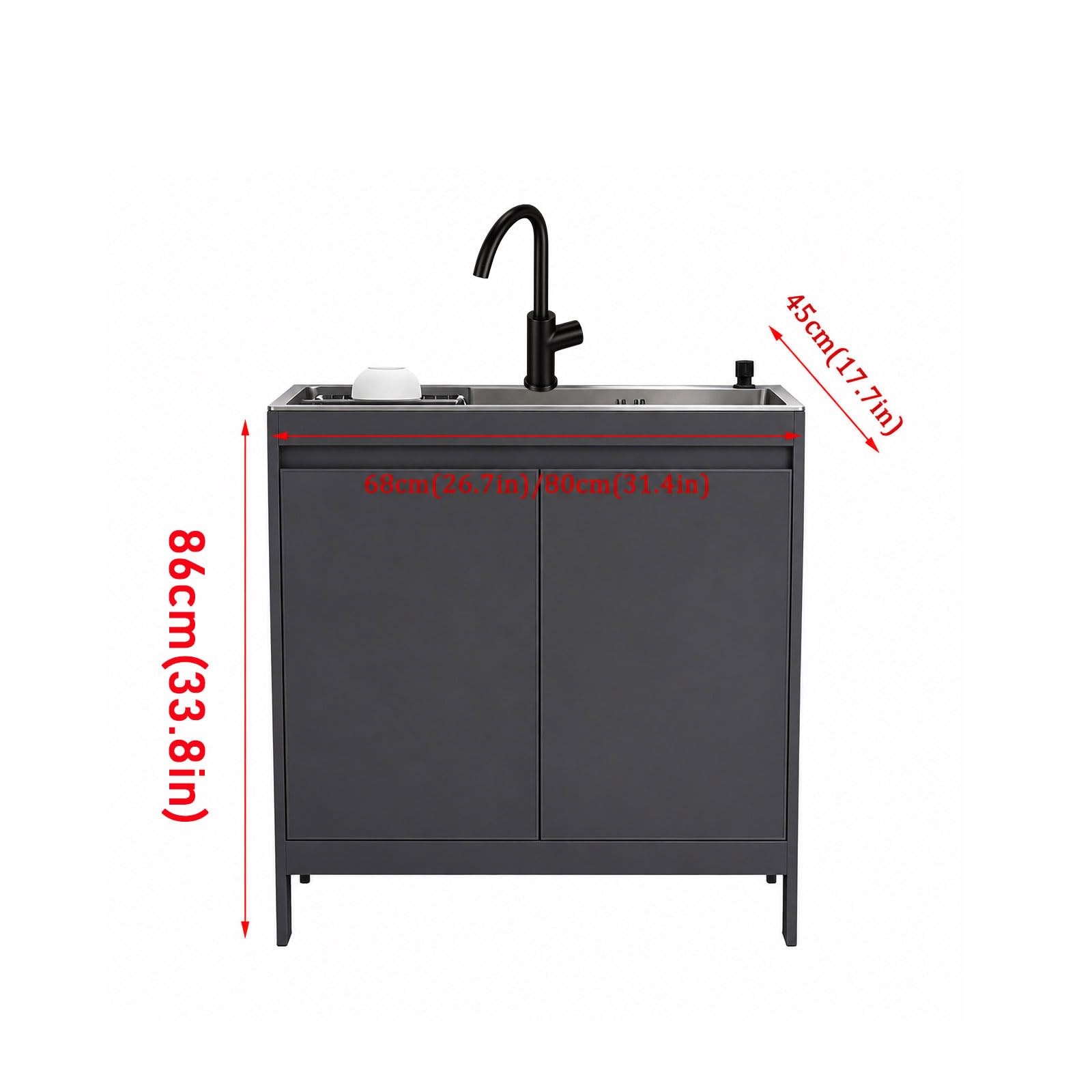 Mueble de Fregadero de Cocina con Grifo Mezclador de Agua Fría y Caliente y Escurridor Ajustable,Para Cocina, Lavadero, Jardín, Garaje, Patio.