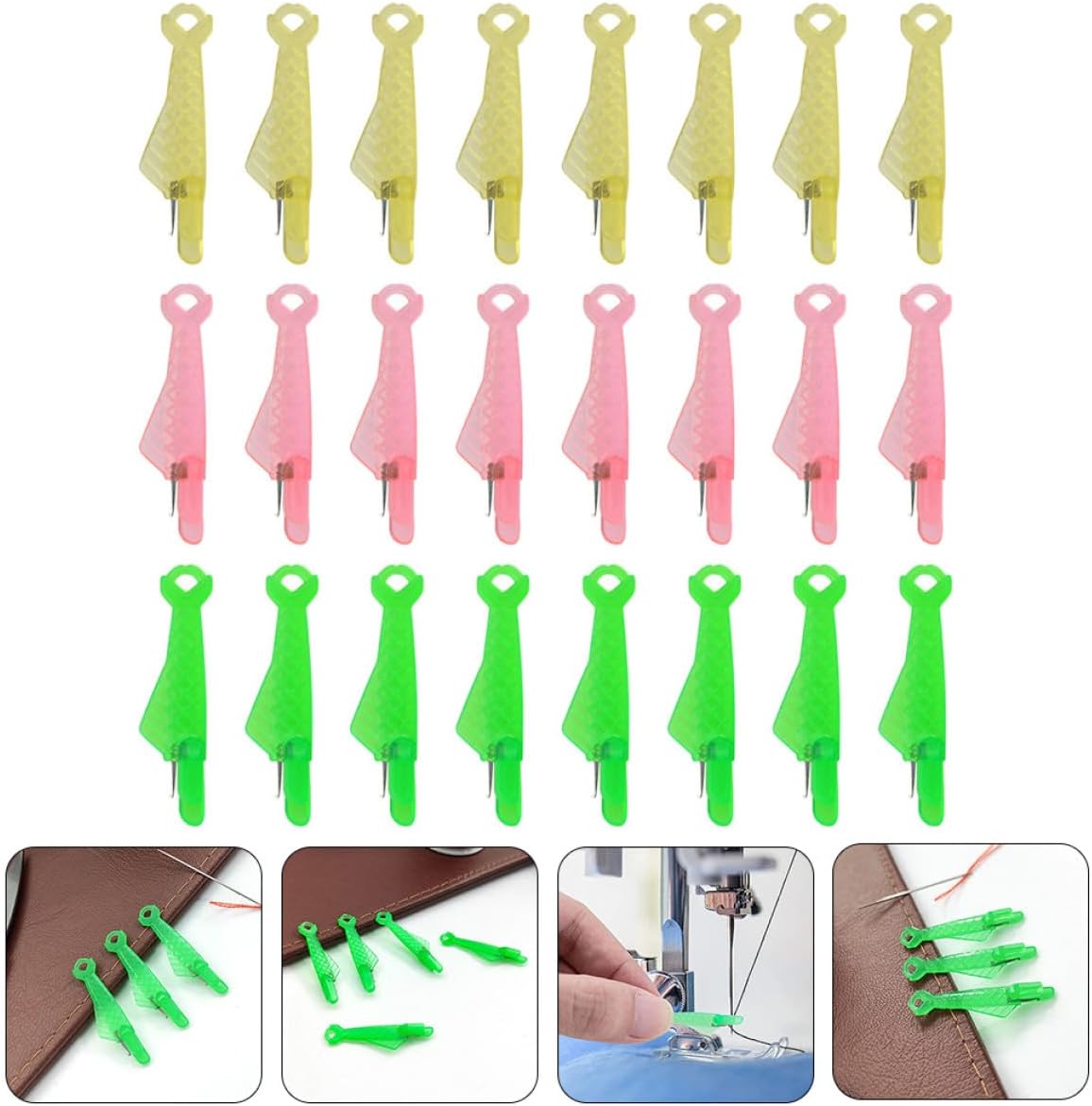 Mobestech 60pcs Fish-Shaped Plastic Needle Threader Tool for Sewing Machine and Hand Sewing Multi-Color Threaders Set with 60 Pieces for DIY Accessories and Craft Supplies