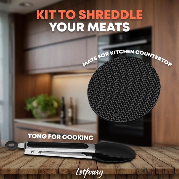 Miniatura 3 de Trituradora de pollo, 11 pulgadas, perfecta para pechuga de pollo y cerdo desmenuzado, herramienta giratoria para trituradora de carne segura,