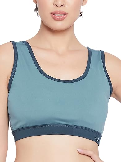 Clovia Women's Medium Impact Padded Wirefree Sports Bra in Blue
