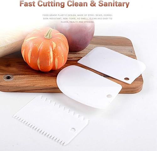 Miniatura 3 de 3 piezas de raspador de masa de plástico flexible multiusos para banco de alimentos, raspador con curvado y plano para masa de pan, pasteles,