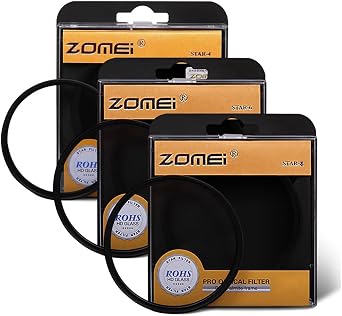 Zomei 52MM 3 Pieces +4 +6 +8 Points Star Filter Lens Filters Kit for Nikon D3300 D3200 D3100 D3000 D5300 D5200 D5100 D5000 D7000 D7100 DSLR Camera, Made of HD Glass and Aluminum Frame Material