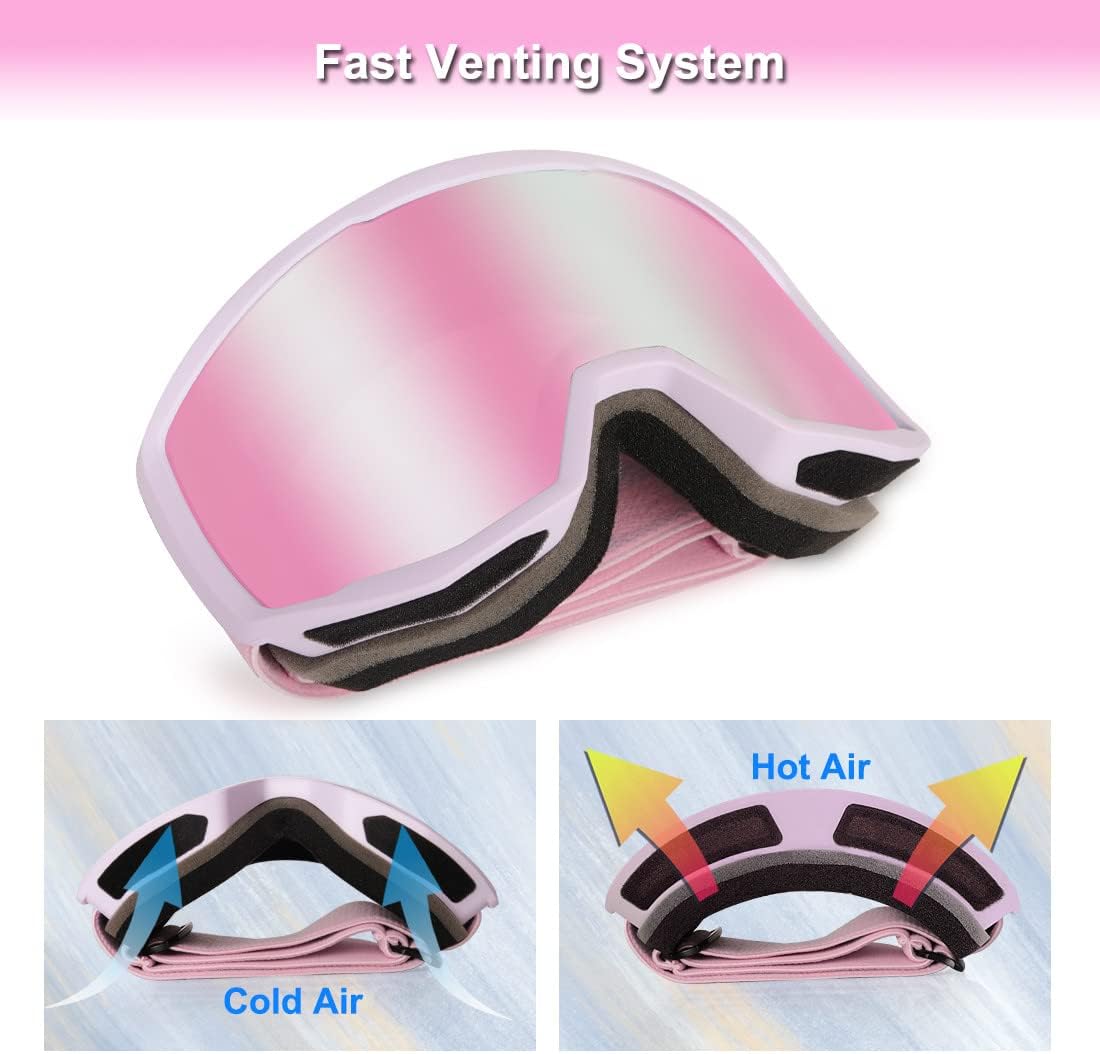EXP VISION Ski/Snowboard Goggles for Men Women, OTG Snow Goggles Anti Fog UV Protection