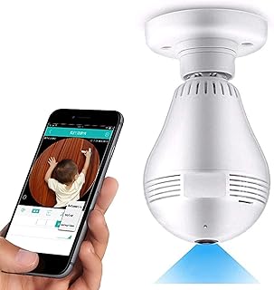 ALLWIN Light Bulb Camera, Full HD 1080P Wireless IP Camera, with Fish Eye Lens 360° 3D VR Panoramic View Home Security Camera, for Home Baby/Pet/Remote Viewing/Night Vision/Motion Detection