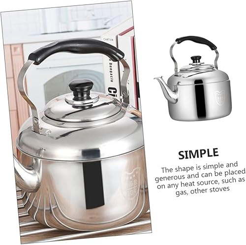 Miniatura 4 de Luxshiny Hervidor de té de 6 litros para acampar, hervidor de agua silbante de acero inoxidable, tetera con mango fresco, hervidor de café, olla de
