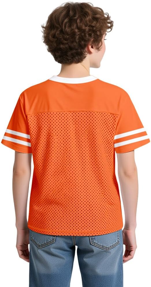 Boys Football Jersey Blank Mesh Hip Hop Short Sleeve Shirt Girls Plain Practice Sport Uniform Gift for Youth S~XL