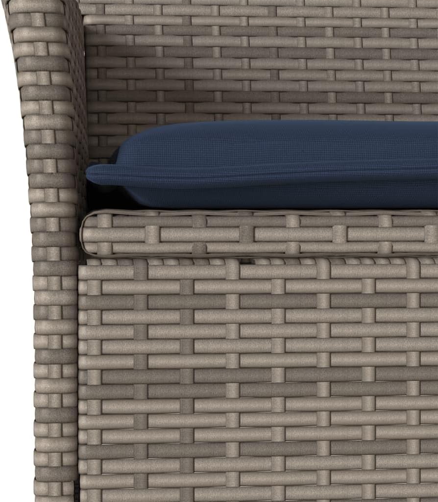 vidaXL Patio Chairs with Cushions 2 pcs Grey Poly Rattan