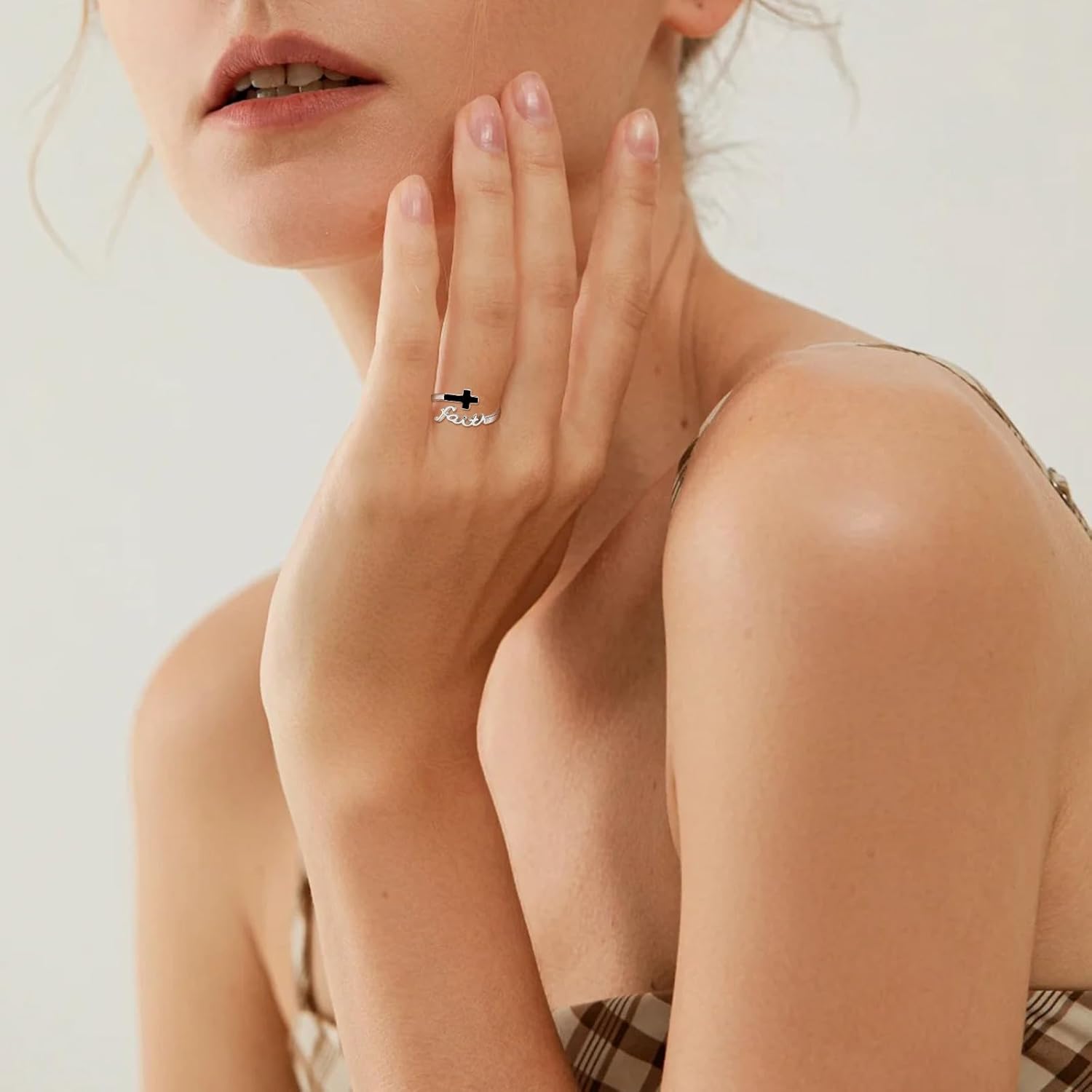 CELESTIA Faith Ring,Cross Rings Sterling Silver Christian Jewelry Mothers Day Gifts for Women Mom Girlfriend - Image 9