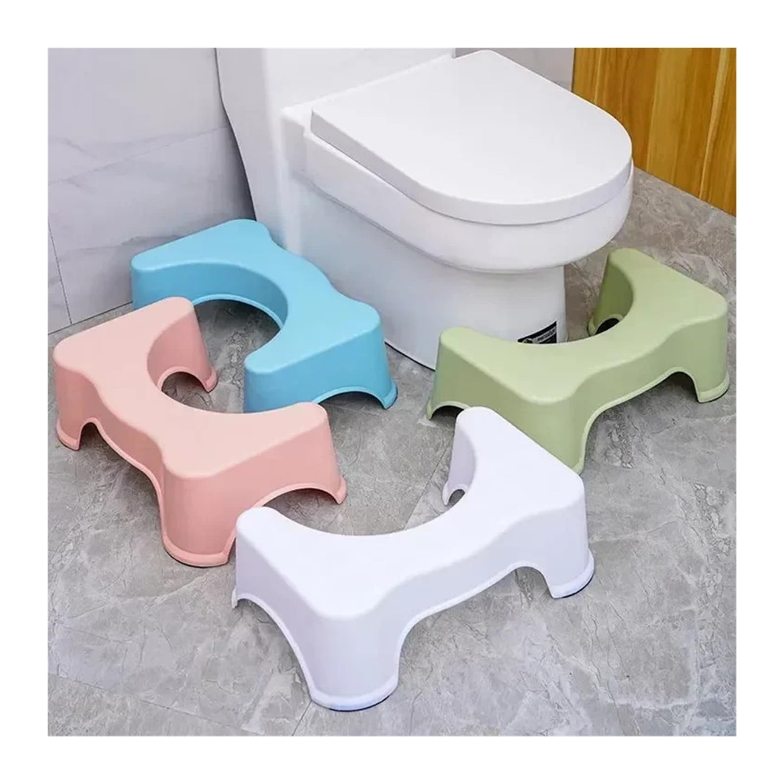Generico Sgabello for cacca domestica Sedile WC antiscivolo Portatile Accessori for gradini da bagno for costipazione tozza(Blue)