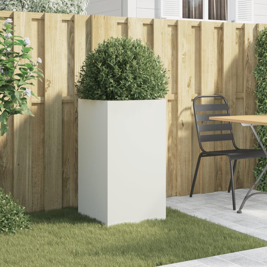 Jardinière Blanc en Acier laminé à Froid 42 x 38 x 75 cm, bac Plante pour intérieur et extérieur, Balcon terrasse Jardin, décoration Design avec Drainage et réserve Eau