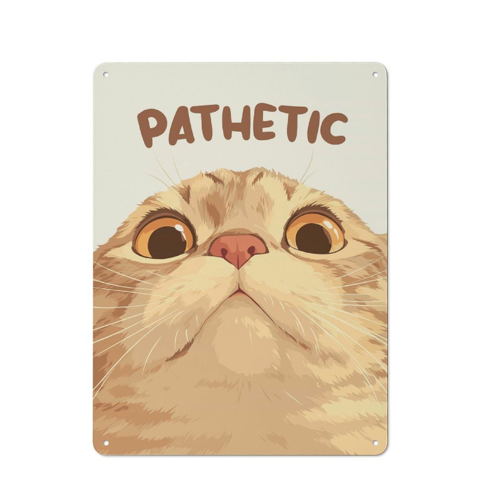 40x30cm Vintage Tin Sign with Pathetic Cat Close-Up for Hobby Room Or Studio, for Winter Interiors And Metal Sign Collectors