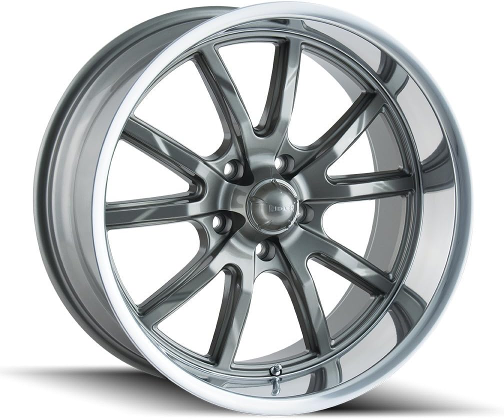 Ridler 650 Grey/Polished Lip Wheel with Painted Finish (20 x 10. inches /5 x 127 mm, 0 mm Offset)