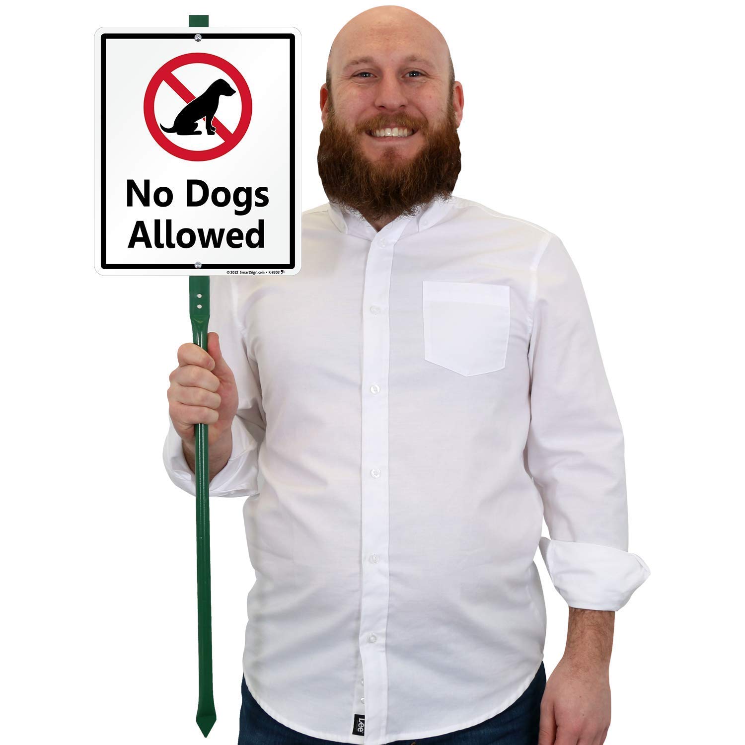 SmartSign "No Dogs Allowed" LawnBoss® Sign | 10" x 12" Aluminum Sign With 3' Stake