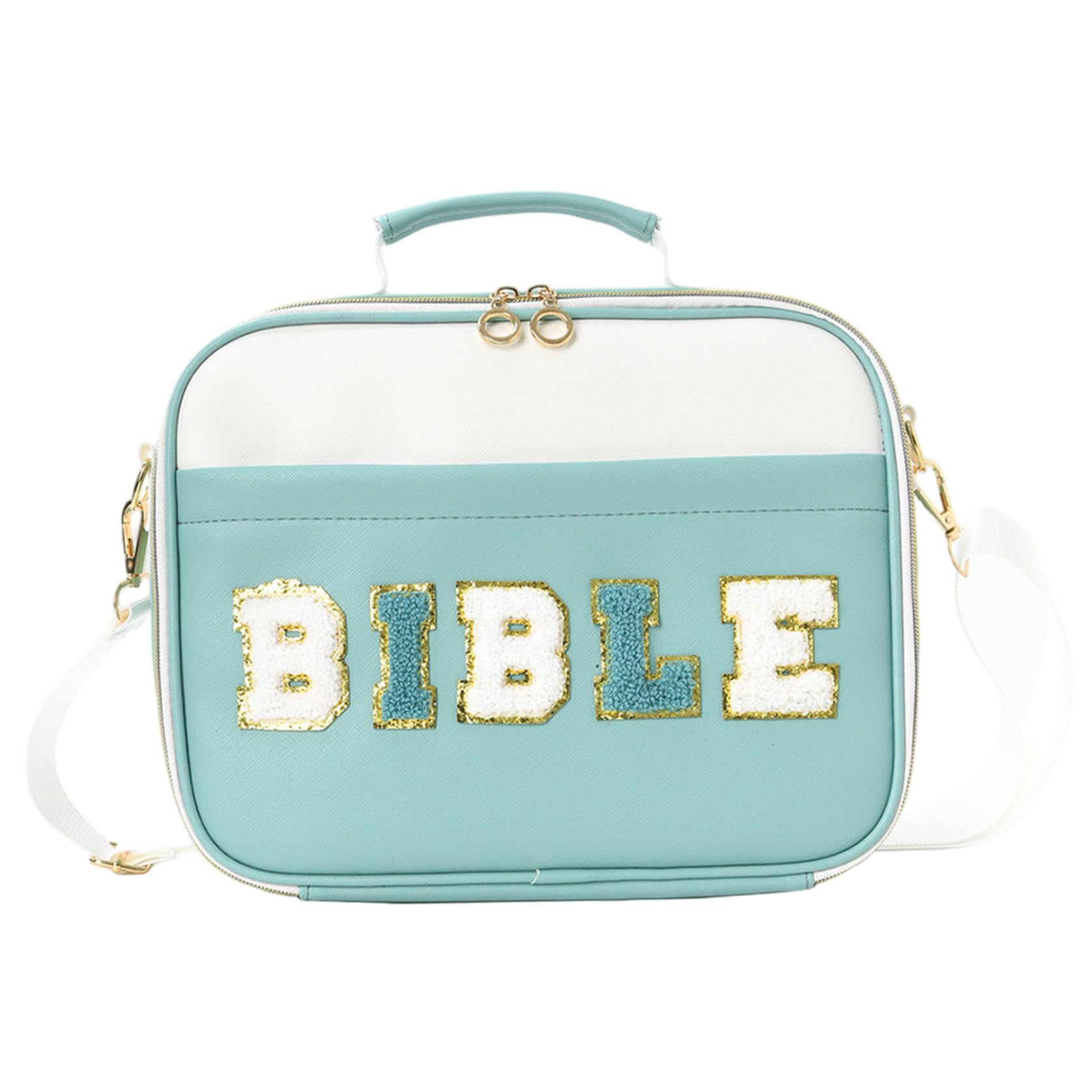 Bible Cover, Portable Protective Bible Bag with Adjustable Strap & Handle Large Zippered Book Case for Study & Church.