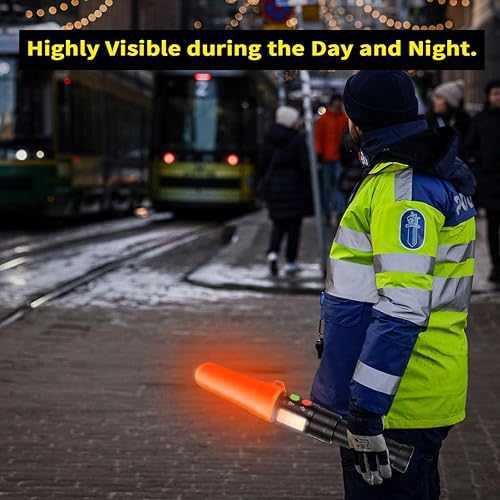 Miniatura 3 de Linterna electrónica de la varita del silbato para el tráfico, entrenamiento  USB C y recargable magnético, luz COB, base de imanes