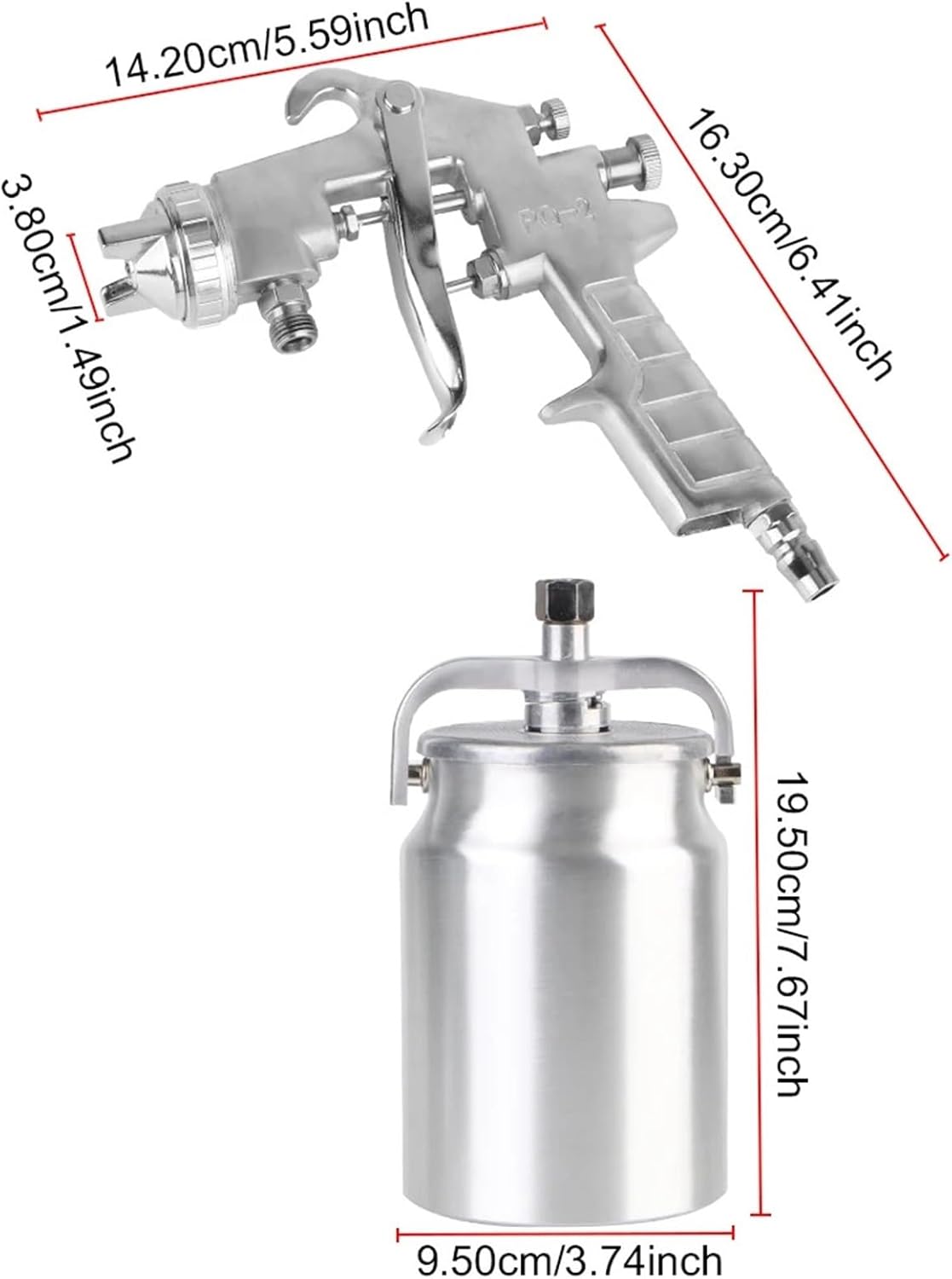 PQ-2 Anti-Rust Paint Sprayer Silver with 2 MM Nozzle Handle Spray Tool Pneumatic Sprayer HVLP Spray Paint Machine