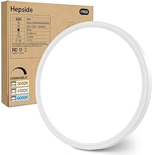 hepside 12Inch Flush Mount Light Fixture White, 28Watt, Dimmable & 3000K...