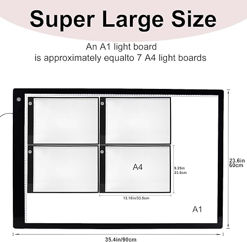 Miniatura 2 de VKTEKLAB A1 Caja de Luz Extra Grande para Trazado con Cable Adaptador AC, Tablero de Luz Ultradelgado para Pintura de Diamantes, Atenuación Sin