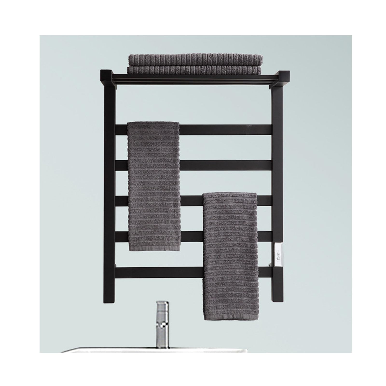 Toallero de acero inoxidable con estante superior y cable calefactor