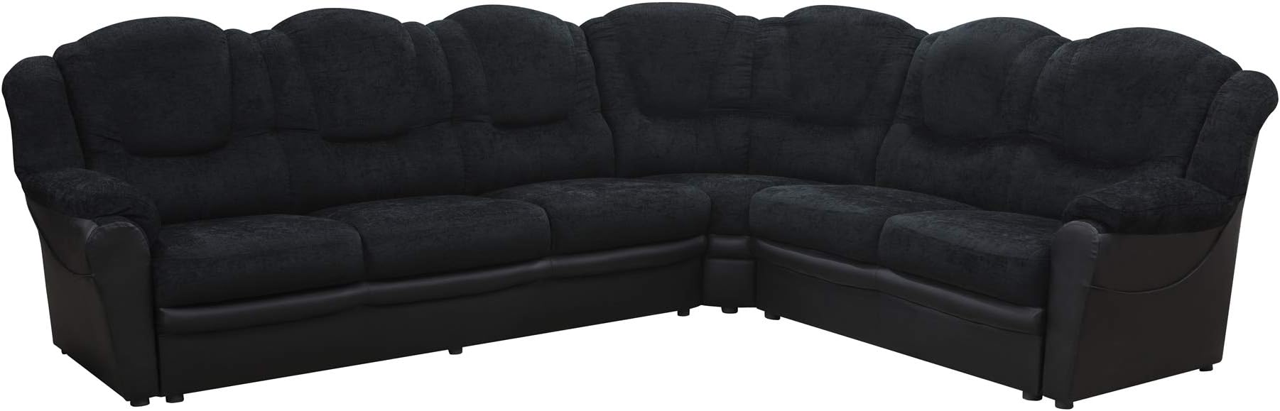 Sofas and More Texas Corner Sofa Large 6 Seats Chenille Fabric Suite Grey Black Brown Colour Living Room Couch Home Furniture