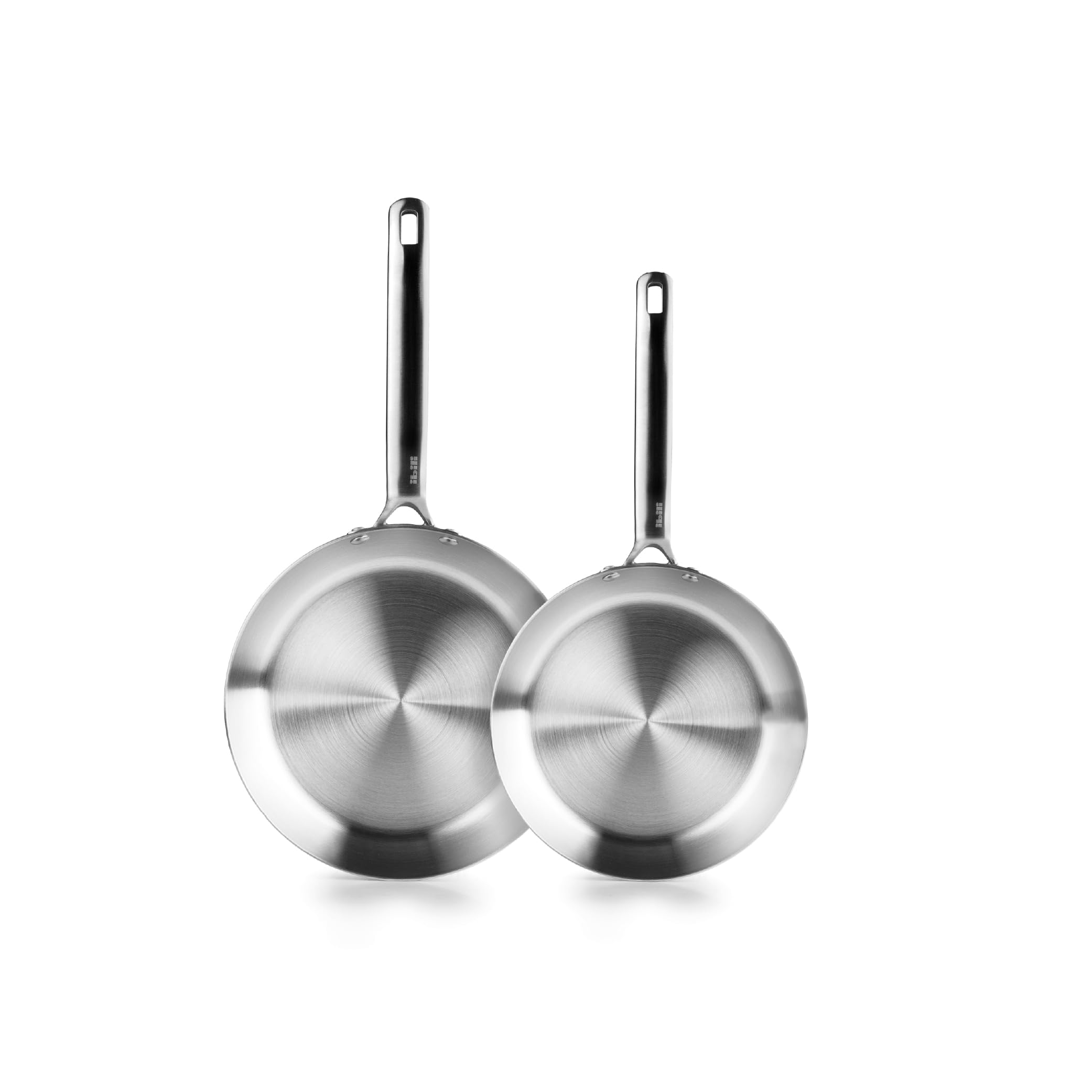 IBILI - Set de 2 Sartenes 20 y 24 cms, 5 capas, 5ply Element, Acero inoxidable, Apto para induccion, sin antiadherente, Juego de 2 sartenes