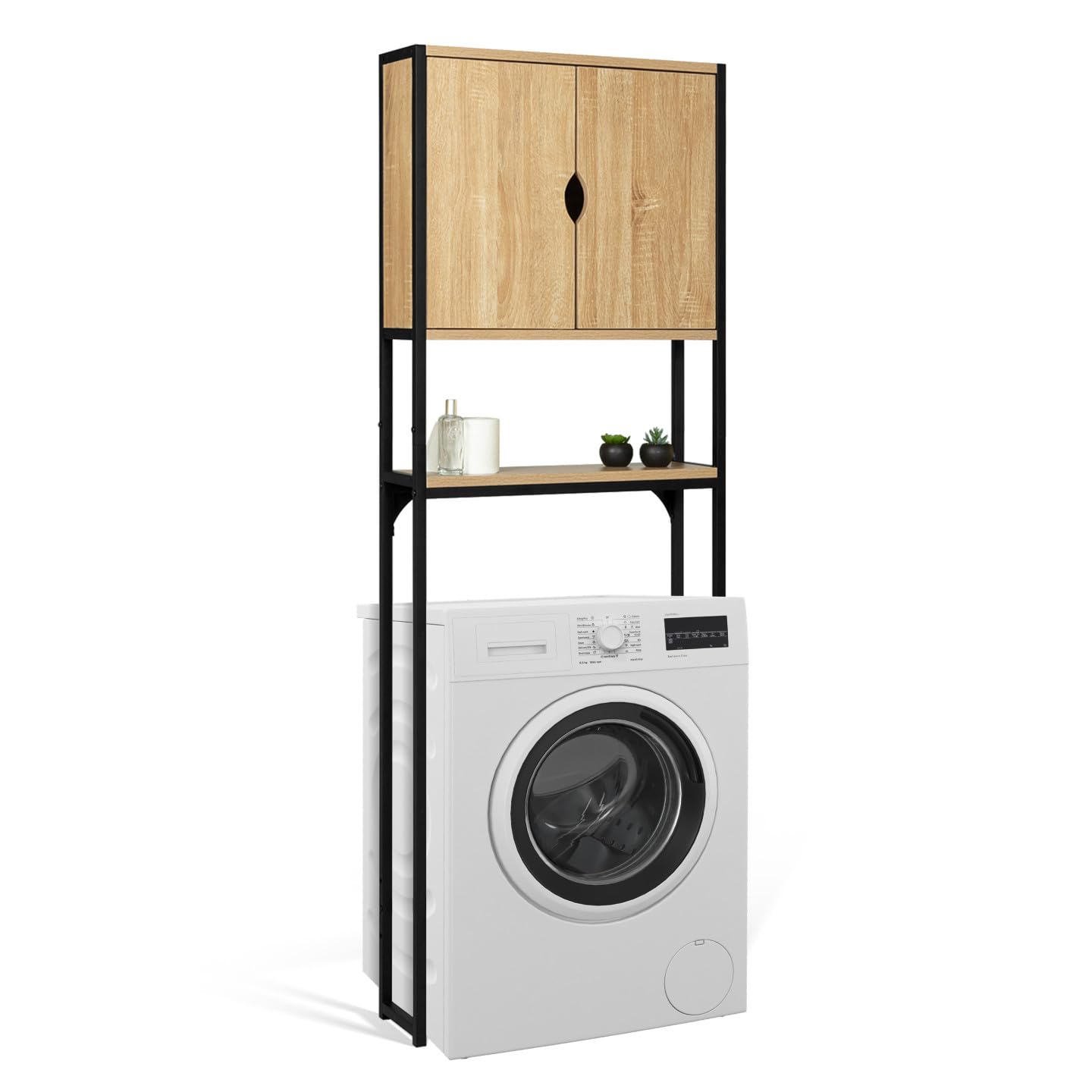 IDMarket - Meuble étagère dessus WC placard DETROIT design industriel