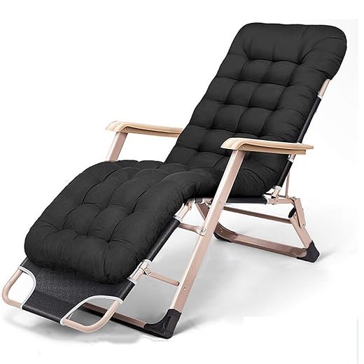 Sun Loungers for Garden, Recreational Recreational Recreation Lounger Folding Sun Lounger Aluminium Frame Tripod Lounger with 5 cm Thick Mattress Removable Pillow