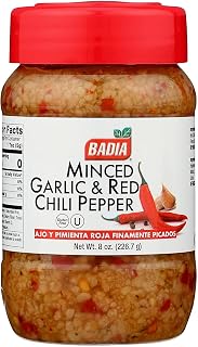 Badia Minced Garlic & Red Chili Pepper 8oz - Spicy Garlic Chili Flakes Blend for Pasta, Stir-Fries & More