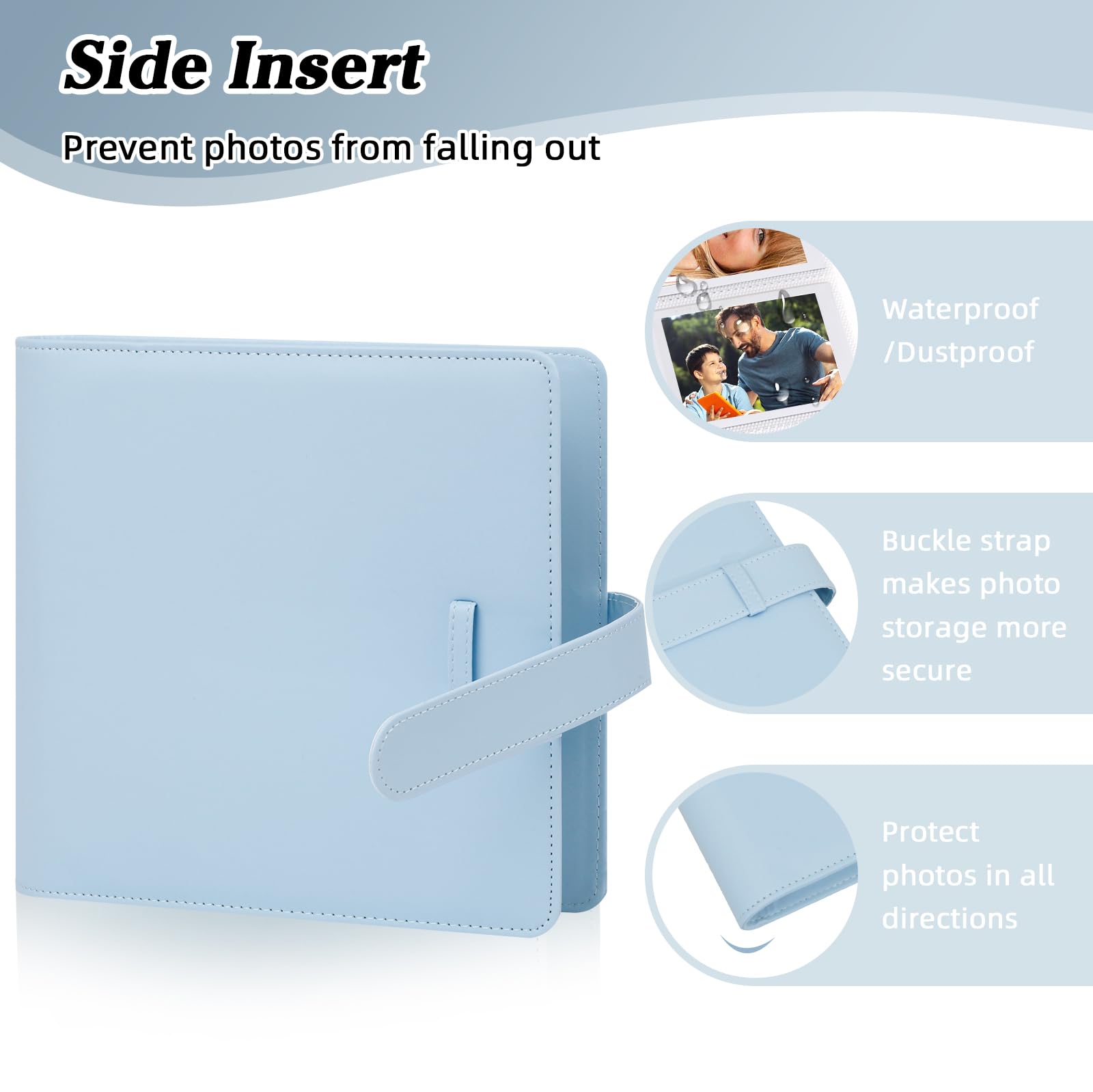 Album Photo Instax Mini 96 Photos | Compatible Fujifilm/Polaroid | Support Intégré | Blanc