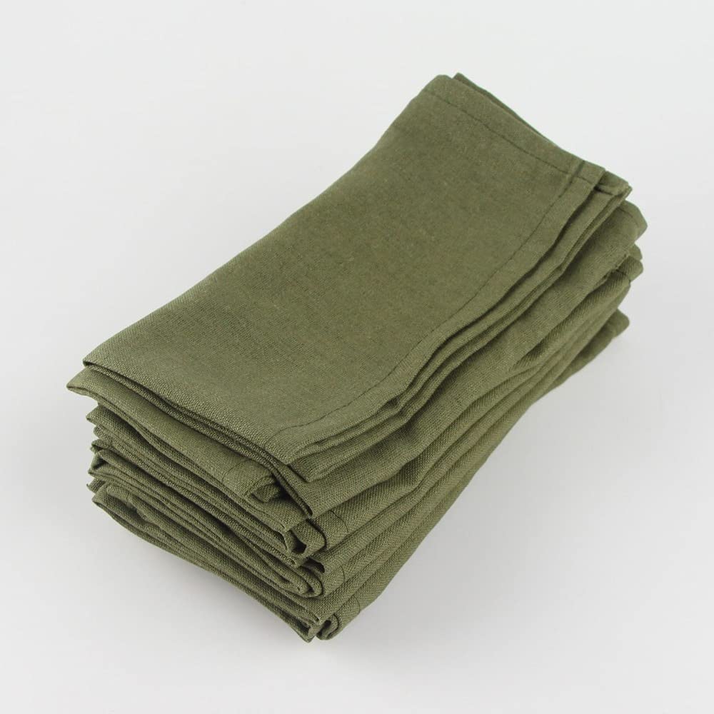 Serviettes de Lin Lavable, Serviettes en Polyester et Coton, Lot de 12, 40 x 40 cm, Multicolores(12-cj006-4040red)