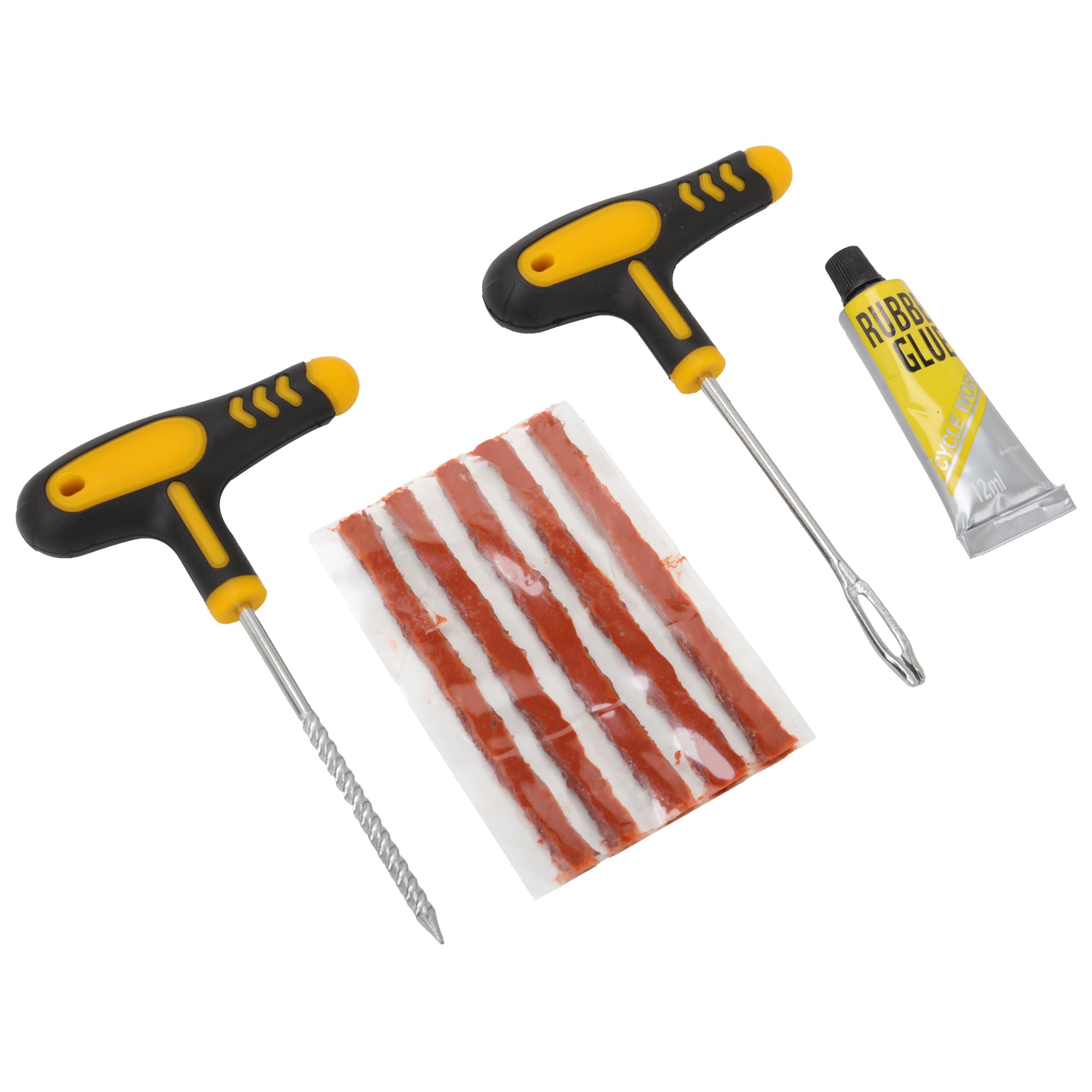 Car Tire Repair Tool Set with Rubber Strips Tubeless Tyre Puncture Studding Plug Kit Fits for Truck Motorcycle