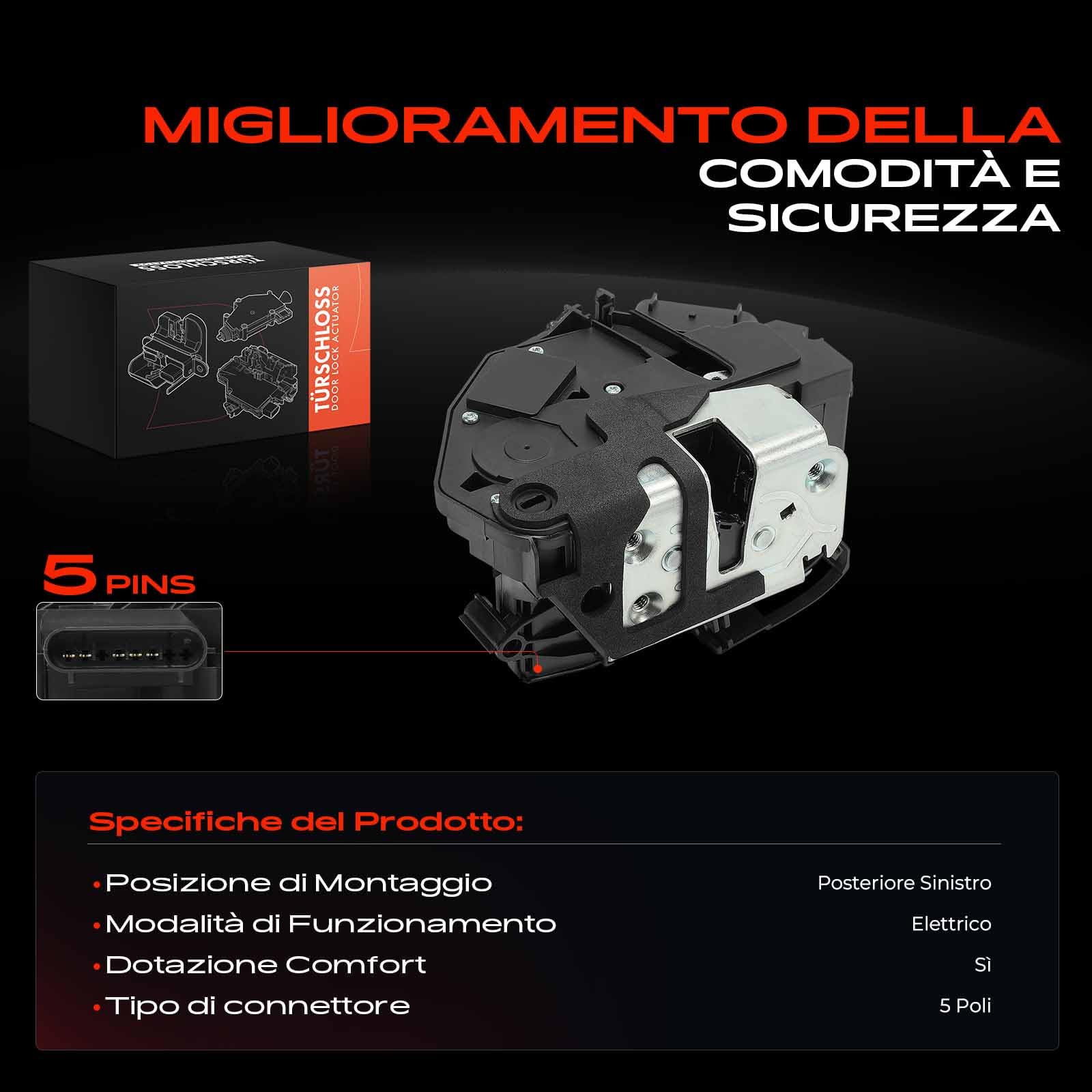 Frankberg Serratura porta chiusura centralizzata Posteriore sinistro Compatibile con S60 II 134 1.5L-3.0L 2010-2018 V60 I 155 1.5L-3.0L 2010-2018 XC60 156 2.0L-3.2L 2008-2017 Replace# V95850005