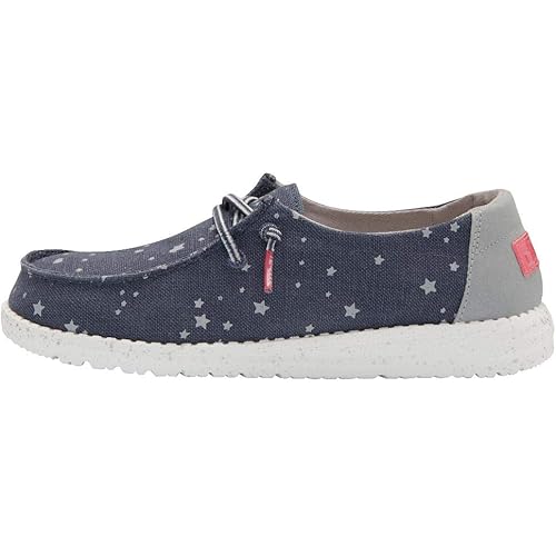 Hey Dude Girl's Wendy Youth Linen Grey Multiple | Girl’s Shoes | Girl’s Lace Up Loafers | Comfortable & Light-Weight