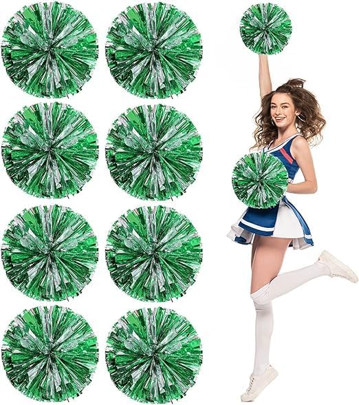Cheerleader Pom Poms, 8 Pack Cheer Pom Pom Sports Dance Cheer Plastic Pom Poms Cheerleading for Sports Team Spirit Cheering