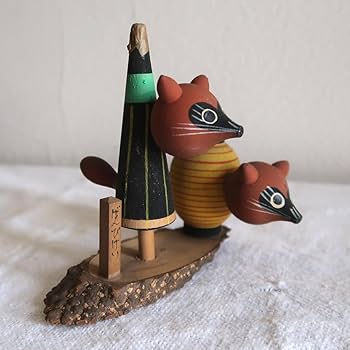 Amazon.co.jp: 古いこけし 狸 たぬき 傘 提灯 化けてる げんび