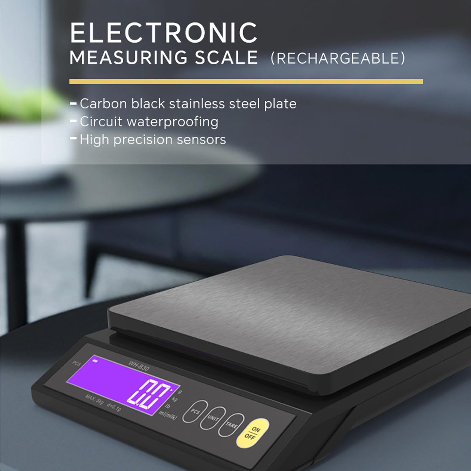 Dispositivo de pesaje de cocina recargable, pesador electrónico, báscula digital de alimentos para entusiastas de la repostería