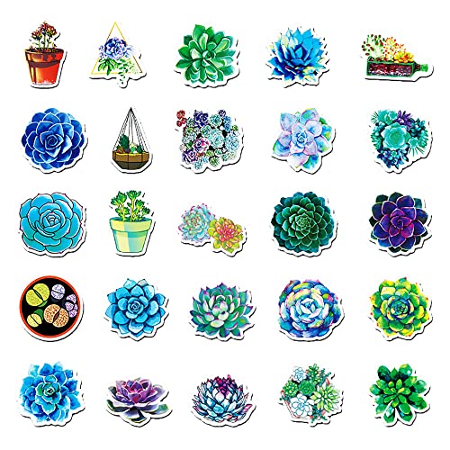 Vibrant Succulent Plant Vinyl Stickers, 50 PCS Colorful Succulent & Echeveria Decals for Journals Scrapbooking, Laptops - Image 2