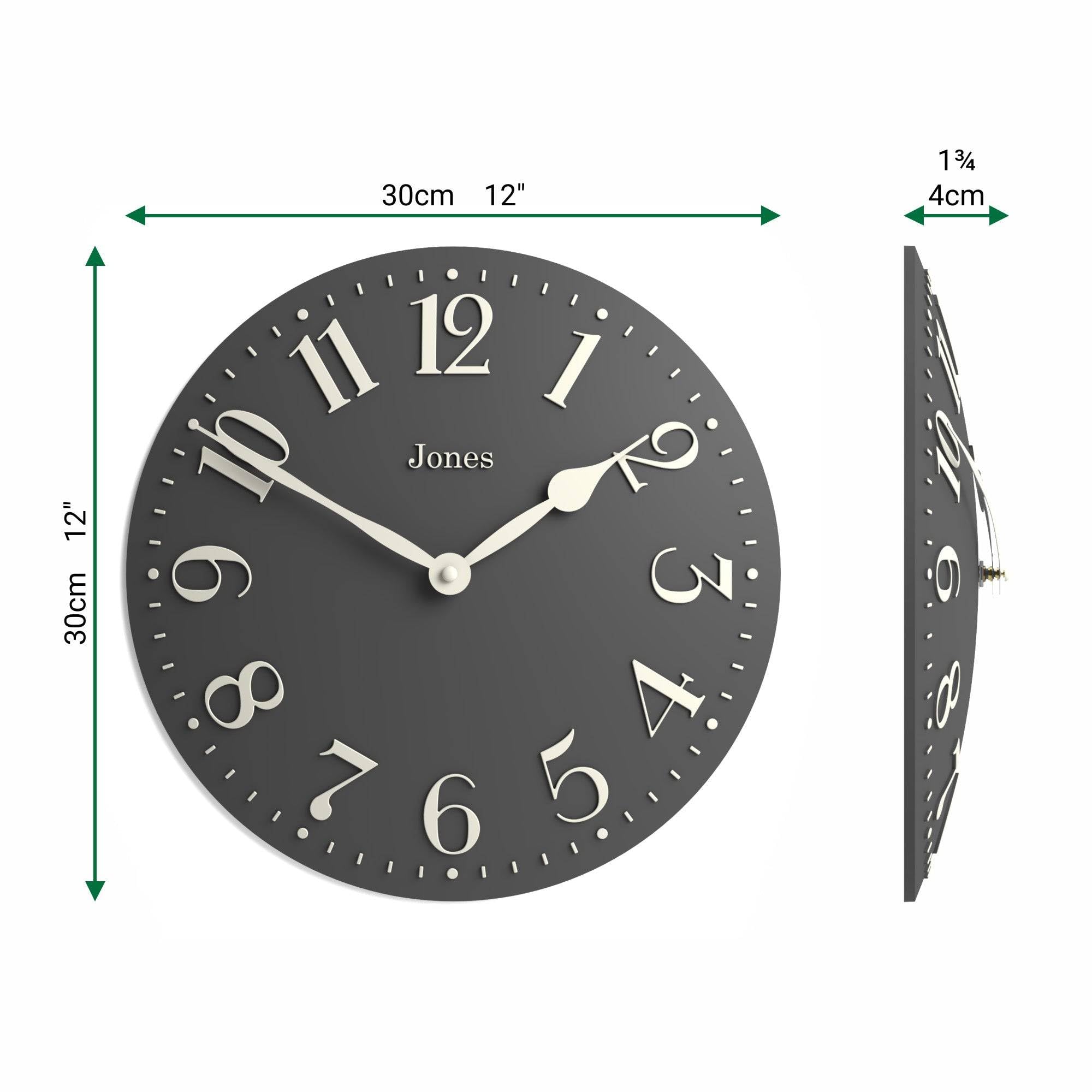 Jones Clocks® Betty wall clock | Classic convex clock | 30cm