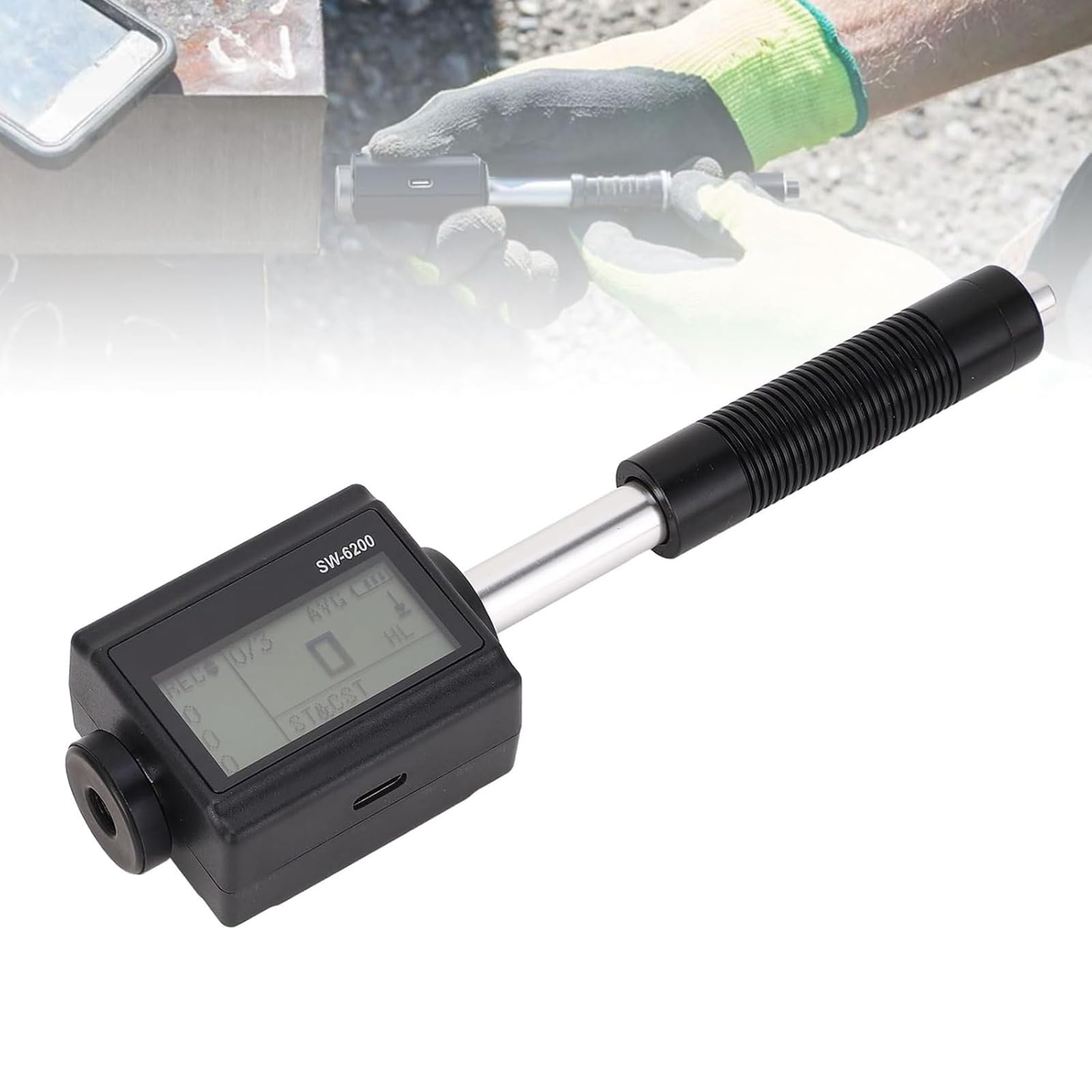 Medidor de dureza de metal, kit de probador portátil Leeb, durómetro Rockwell con pantalla HD para acero y aleación de aluminio, 7 valores de dureza, medición de 360°