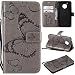 Produktbild Kihying Hülle für Motorola Moto G5 Hülle (KT/3D Schmetterling Blume) PU Leder Flip Wallet HandyHülle Cover (Grau)