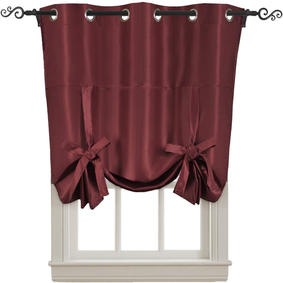 Royal Hotel Bedding Soho Tie Up Shade, 100% Blackout Window Curtain Panel, Top Grommet Faux Silk Panel, Solid Curtains, 63 Inches Long, Gold