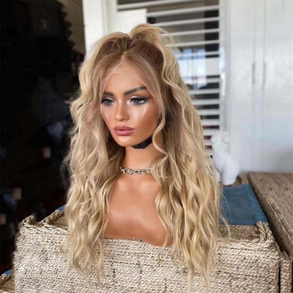 Amazon.com : 180% Ash Blonde Lace Front Human Hair Wigs  display picture 2