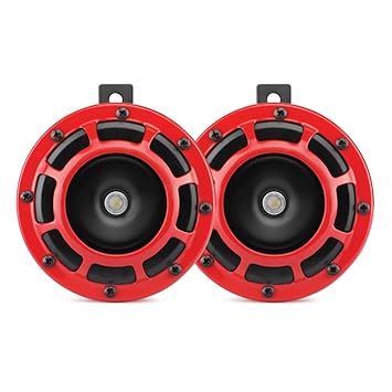 myTVS TH-85 Red Grilll Supertone Car/Bike Horn Set of 2-Red