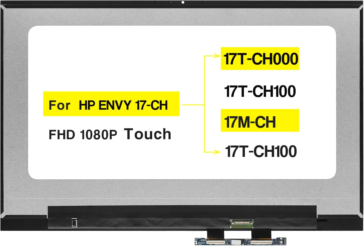 POBRIDA 17.3" LCD LED Touch Screen Assembly for HP Envy 17-CH 17-CH1035NR 17-CH2000 FHD 1920 * 1080 No Bezel