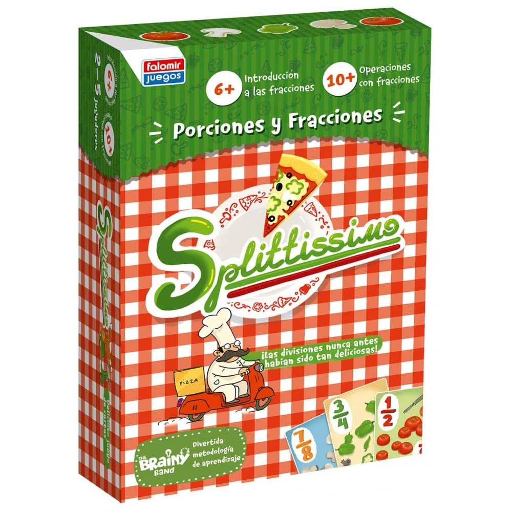 Falomir - Juego de Mesa Educativo Splittissimo | Enseña Fracciones de Manera Divertida | Juego de Construcción | Ideal para 2 a 5 Jugadores, Multicolor, Material de Cartón