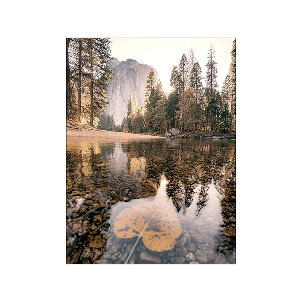 ABCWARRT Nordic Landscape Wall Art Autumn Natural Lake Plant Canvas Prints Painting Boat Mountain Lake Forest Posters Decoration Pictures (50 * 70cm No Frame,2)