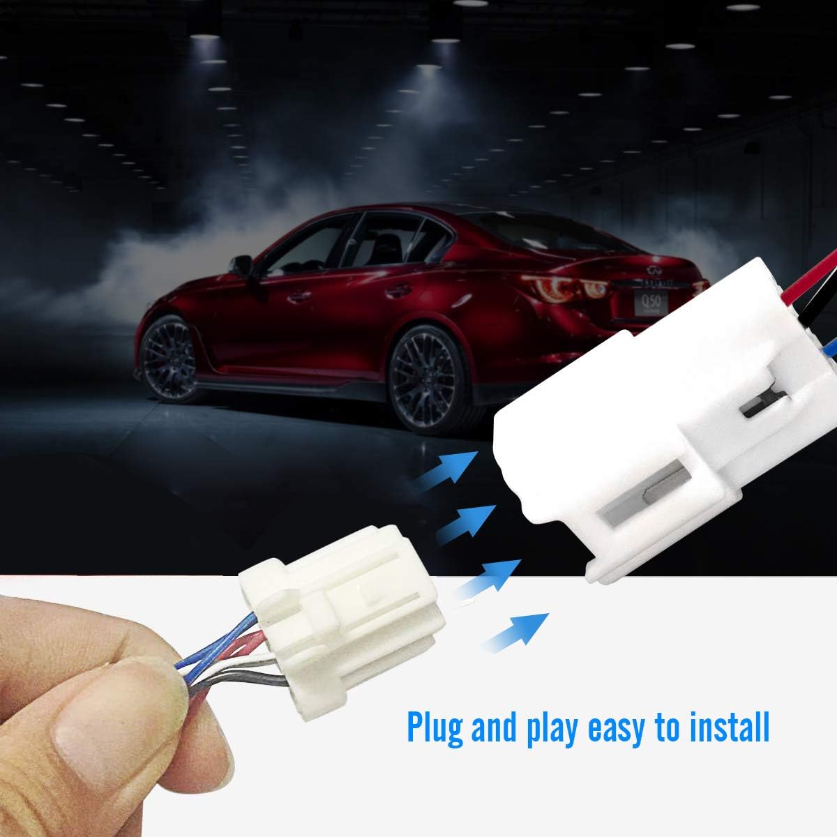 KMD LED Rear Bumper Reflector Sequential Relfectors Driving Braking Turing Plug and Play Version Easy Installation for Infiniti Q50 Q50L