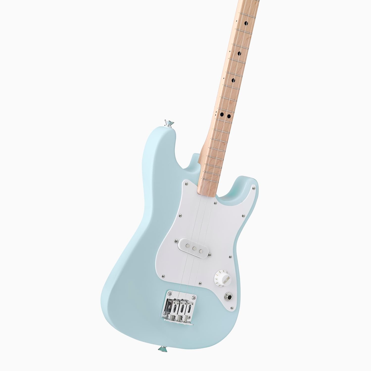 Fender Loog Stratocaster 3-String Electric Guitar for Kids, Beginner Guitar, Includes Chord Flash Cards, Learning App, Educational Booklet, Picks, and Stickers, Sonic Blue