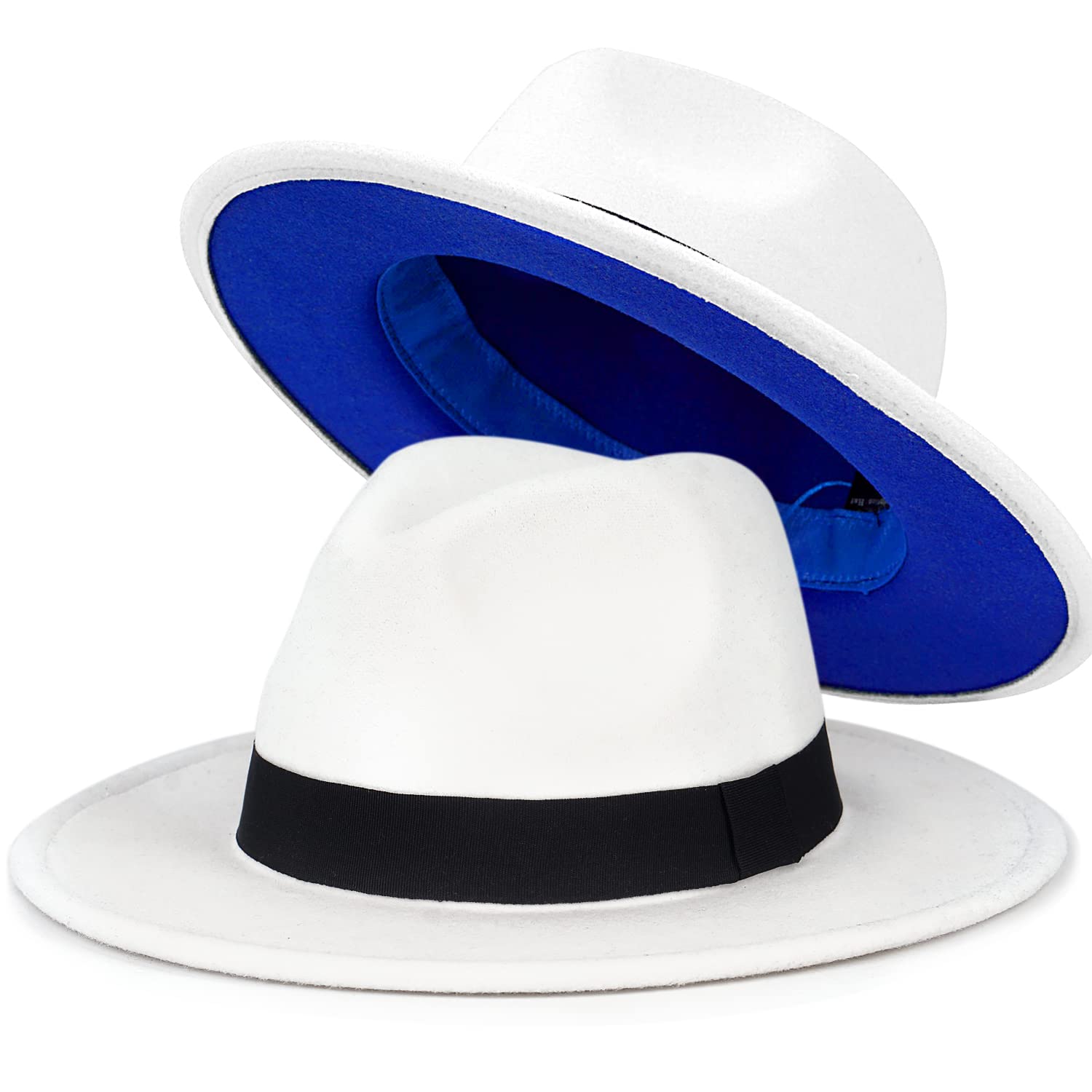 Trendy Fedora Hats for Men &amp; Women Wide Brim Felt Hat Dress Panama Hat Two Tone Fedora